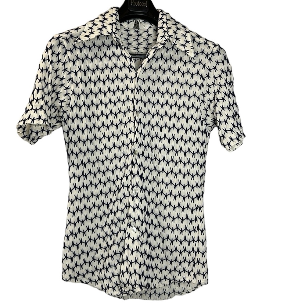 Vintage K-Mart blouse button front size medium 100% Nylon